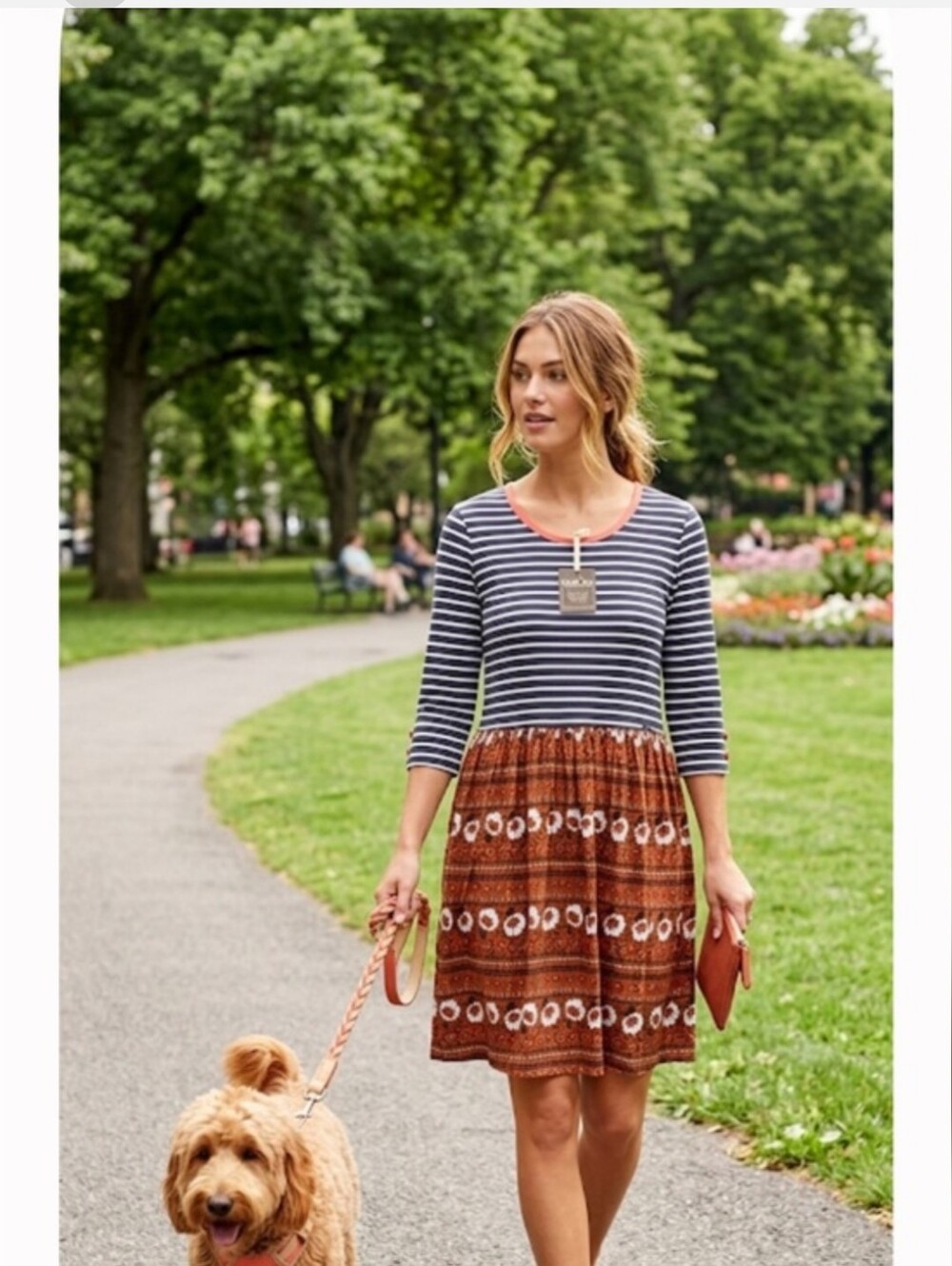 #280. Matilda Jane Winsome Striped Floral Mix Media Dress